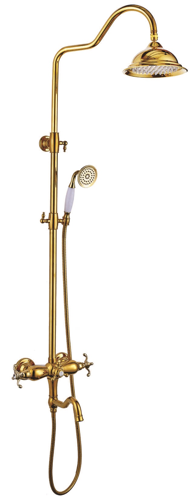 PILAT Gold White Rain Shower with Bath Faucet SP6002